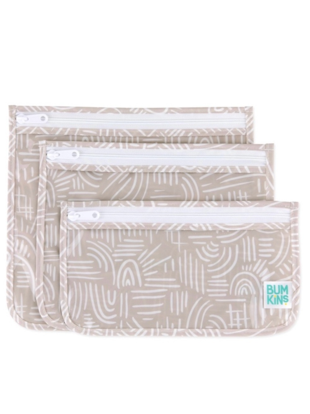 Bumkins Travel Bag SET OF 3 SIZES Toiletry Travel TSA Diaper Bag Zip Pouch